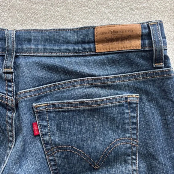Levis 515 Bootcut Jeans Womens 8 Short Blue Dark Wash Denim Stretch 515-0218 - Picture 8 of 12